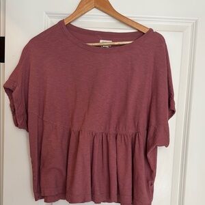 Pink Boxy Peplum Short Sleeve Blouse